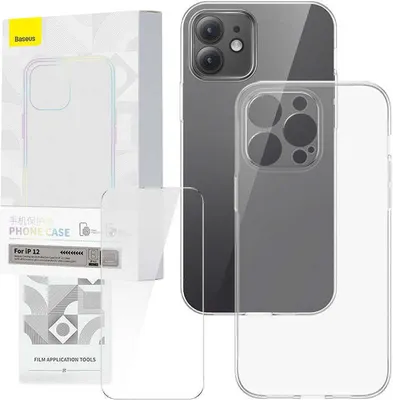 Zdjęcie produktu dla Transparent Case and Tempered Glass set Baseus Corning for iPhone 12