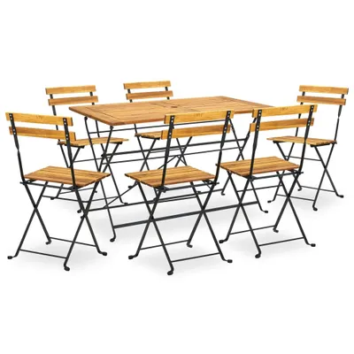 Image de The Living Store Ensemble de jardin 7 pièces pliable en bois massif d'acacia