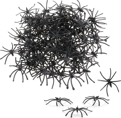 Produktbild von com-four® 100x Deko-Spinnen - Kunststoffspinnen als Streudeko - Tischdekoration für Horror-Partys zu Halloween - gruselige kleine Spinnen aus Plastik