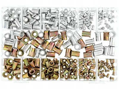 Immagine prodotto di Set di dadi rivettati in acciaio e alluminio M3 - M10, 300 pezzi, confezione