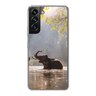 Produktbild von MuchoWow® Handyhülle Schutzhülle Hülle für Samsung Galaxy S22 Elefant - Wasser - Tiere - Bäume - Sonne Silikon Softcase Handy Hülle - Mobiltelefonhülle