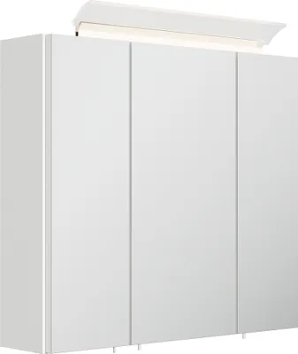 Produktbild von Spiegelschrank 70cm inkl. Design LED-Lampe und Glasböden weiss hochglanz : Weiss hochglanz
