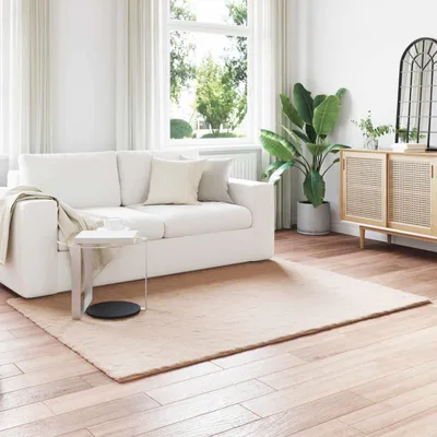 Imagen del producto de vidaXL Alfombra antideslizante de imitación piel de conejo, color taupe