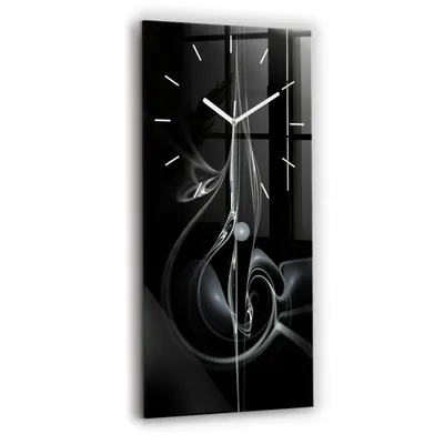 Produktbild von Wallfluent Wanduhr – Stilles Quarzuhrwerk - Uhr Dekoration Wohnzimmer Schlafzimmer Küche - Zifferblatt mit Strichen - weiße Zeiger - 30x60 cm - Abstrakter Rauch