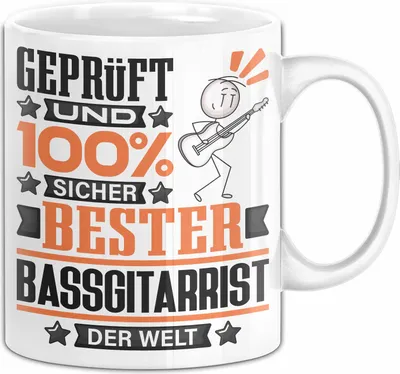Produktbild von Bassgitarrist Geschenk Lustiger Spruch für Bassgitarrist Geschenkidee Bester Bassgitarrist Der Welt (Weiß)