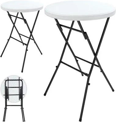 Productafbeelding van Statafel Inklapbaar - Klaptafel Bartafel - Feestjes Organiseren - Stabiel Metaal Frame - Ø 72 cm - Wit