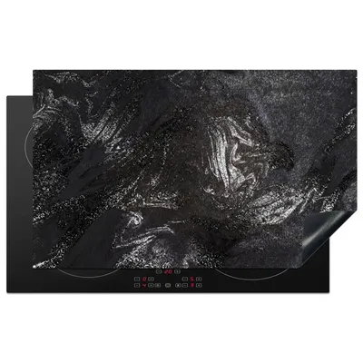 Produktbild von KitchenYeah© Herdabdeckplatte Marmor - Steine - Schwarz , 85x52cm, Küche Deko, Glaskeramikkochfeld Herdabdeckung, Abdeckplatte fùr Kochfeld