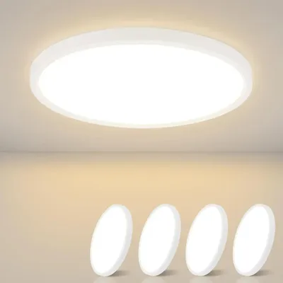 Produktbild von ZMH LED Deckenleuchte Weiß 4ER Deckenlampe Flach 8W 3000K Warmweiß 17cm Klein Deckenbeleuchtung für  Küche Flur