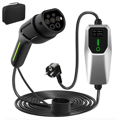 Obrázek produktu pro Hexinex typ 2 EU Nabíjecí kabel s aplikací – 3,68 kW, jednofázový, 4 m Nástěnná nabíjecí stanice s aplikací, 230 V, LCD displej, IP65, zástrčka CEE