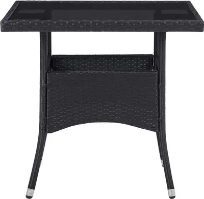 Produktbild von vidaXL Garten-Esstisch Schwarz Poly Rattan und Glas