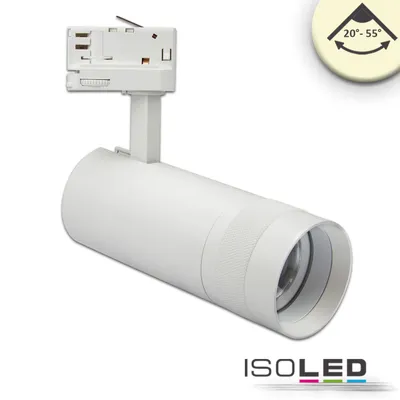 Produktbild von ISOLED 3-PH Schienen-Strahler fokussierbar, 24W, 20°-55°, weiß matt, 3000K