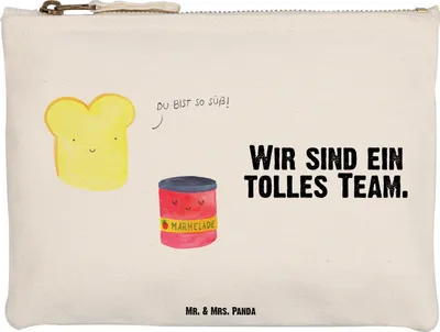 Produktbild von Mr. & Mrs. Panda Federtasche Toast Marmelade Größe M - Weiß - Geschenk, Küche Spruch, Brot, Lustige Sprüche, Kosmetiktasche, Pouch, kosmetiktäschchen, Süß, Toastbrot