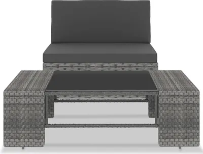 Produktbild von vidaXL 2-tlg. Garten-Lounge-Set Poly Rattan Grau