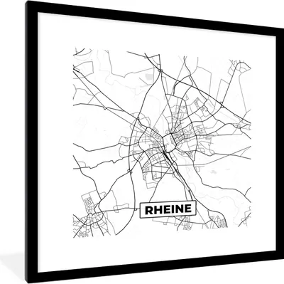 Produktbild von MuchoWow® Gerahmtes Poster Rheine - Karte - Stadtplan - Wegbeschreibung 40x40 cm - Poster mit Schwarzem Bilderrahmen Wandposter Rahmen Foto Bilder - Poster - Plakat im Rahmen