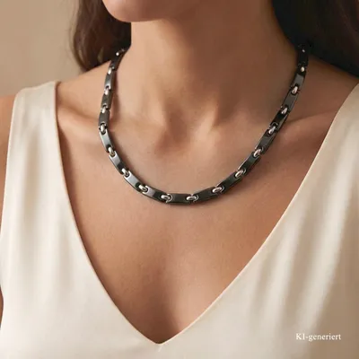 Produktbild von Damen Collier aus schwarzer Keramik und Edelstahl