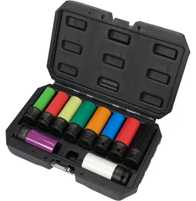 Imagen del producto de Yato YT-10564, Juego de cabezales de vaso para llave dinamométrica, Multicolor, 10 piezas, 1/2", Métrico, 15, 17, 19, 21, 22, 23, 24 mm