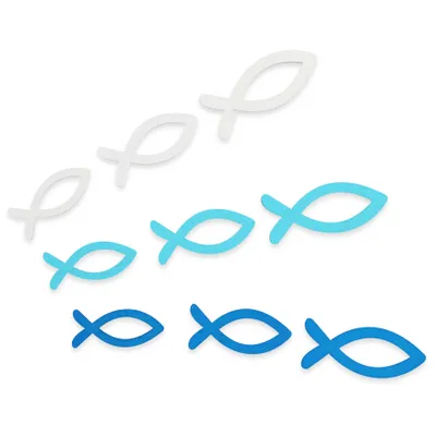 Produktbild von Nordstern Streudeko Tischdeko Fische - Holz Deko für Taufe, Kommunion und Konfirmation Junge - 144er Pack Dunkelblau Hellblau Weiß
