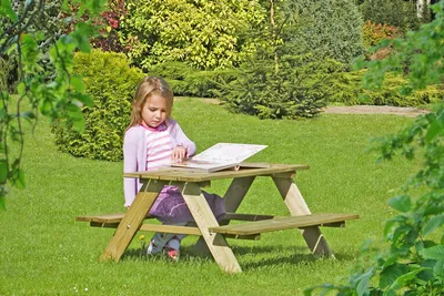 Produktbild von Kinderpicknicktisch / Sitzgruppe aus Kiefernholz 90x90x50cm