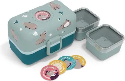 Produktbild von Kinder Lunchbox 3-fach BPA-frei grün-blau
