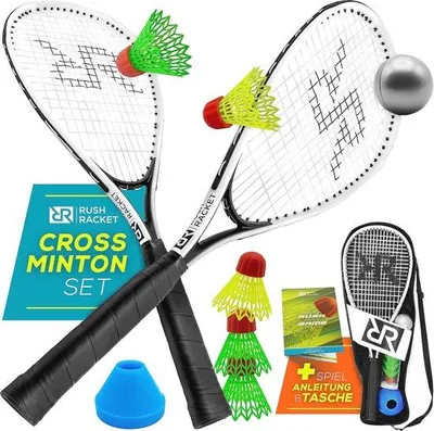 Productafbeelding van 5-delige Speedbadmintonset - Professionele Crossmintonset met Rackets en Shuttles
