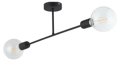 Produktbild von KAR-LIGHTING Deckenleuchte 2-flammig Schwarz, Stahl und Glas – 60×12×22 cm, für Innenbereich (Decke), geeignete E27-Fassung