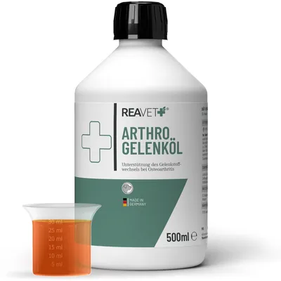 Produktbild von REAVET Arthro Gelenköl 500ml für Hunde - Zur Unterstützung des Gelenkstoffwechsels bei Osteoarthritis (Arthrose) I Gelenke Hund, Gelenk-Komplex statt Gelenktabletten