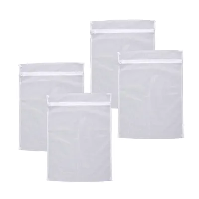 Produktbild von WENKO 4er Set Wäschenetz 70x50cm Weiß Reißverschluss Wäscheschutz Feinwäsche