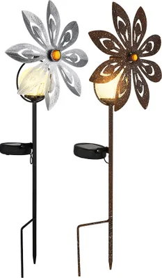 Produktbild von 2er Set LED Solarleuchte, Glaskugel, Windrad, H 50 cm