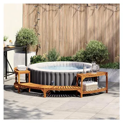 Produktbild von Whirlpool-Umrandung aus Akazienholz, rustikales Design, 272 x 120 x 55,5 cm