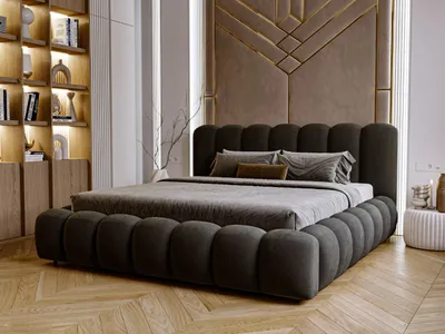 Produktbild von GrainGold Polsterbett Averia 160x200 cm - Bett 160x200, Polsterbett mit Bettkasten und Lattenrost - Schwarz (Royal 31)