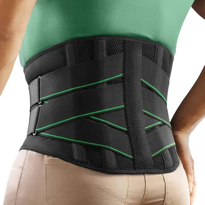 Produktbild von Rückenstützgürtel mit 7 Metallstützen, Bequeme Rückenbandage für Herren und Damen mit Abnehmbarem 3D Lendenpolster zur unteren Rücken, Atmungsaktive