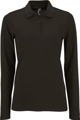 Produktbild von SOLS Damen Pique-Polo-Shirt, langärmlig PC2908 (L) (Schwarz)