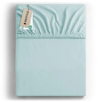 Produktbild von Spannbettlaken 100% Baumwolle Schlafzimmer Bettlacken Betttuch 220-240x220 Eisblau