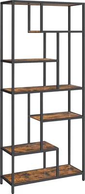 Obrázek produktu pro VASAGLE knihovna se 6 policemi Geometrický regál Stojící úložný regál 30 x 80 x 180 cm do pracovny, obývacího pokoje, ložnice