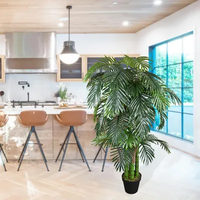 Produktbild von Künstliche Palme groß Kunstpalme Kunstpflanze Palme künstlich wie echt Plastikpflanze Arekapalme 180 cm hoch Balkon Dekoration Deko Decovego