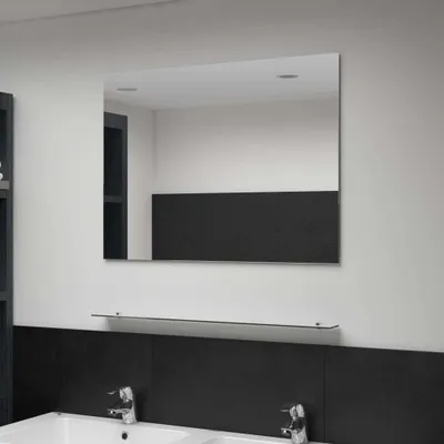 Produktbild von PUEAZU Wandspiegel mit Regal 80×60 cm Hartglas - Wandspiegel &15413
