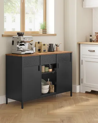 Produktbild von SONGMICS Aufbewahrungsschrank, Metallschrank, Schrank mit Doppeltür, Sideboard, Magnetverschluss, verstellbare Einlegeböden, Stahlgestell