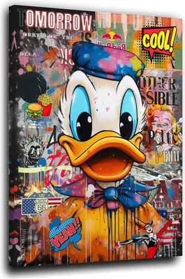 Produktbild von Duck Pop Art Style Leinwandbild Wandbild: 40x60x2cm