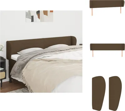 Produktbild von vidaXL Kopfteil mit Ohren Dunkelbraun 203x23x78/88 cm Stoff -  Kopf- & Fußenden