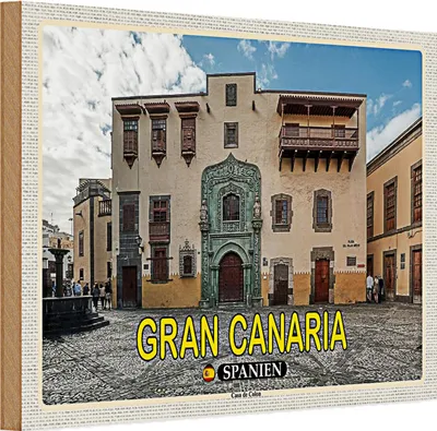 Produktbild von Holzschild Reise 30x20cm Gran Canaria Spanien Casa de Colon Muesum
