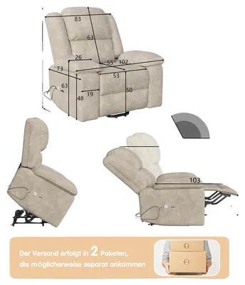 Image de Fauteuil massant, système de massage à 8 points, fonction de chauffage, couleur marron