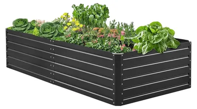 Image de Jardinière surélevée en métal VEVOR 2032 x 1016 x 470 mm, bac à fleurs, potager, jardinière à fond ouvert et bords arrondis, grand bac à fleurs, bac à herbes aromatiques pour légumes, fleurs, herbes aromatiques et plantes succulentes