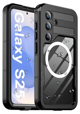 Immagine prodotto di Custodia protettiva impermeabile per Samsung Galaxy S25, protezione dello schermo, compatibile con MagSafe, custodia completa per telefono subacqueo Nero