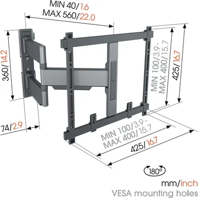 Produktbild von Vogels ELITE TVM 5445 schwarz Schwenkbare TV-Wandhalter 32-65