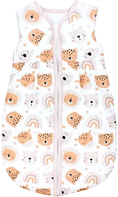 Produktbild von TupTam Ganzjahresschlafsack 2.5 TOG wattiert ärmellos Baby Schlafsack , Farbe: Tierköpfe Regenbogen beige, Größe: 68-74