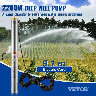 Produktbild von Tiefbrunnen-Tauchpumpe Edelstahl-Wasserpumpe 2200 W 9,8 m³/h 144 m