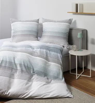 Produktbild von Janine Design Mako-Satin-Bettwäsche-Garnitur 87113 J. D. Farbe silber blau Größe 155x220+80x80