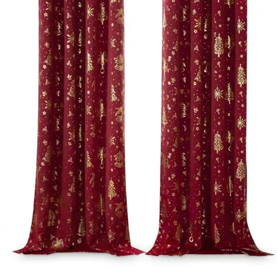 Productafbeelding van Kerstverduisteringsgordijnen, thermische voorhang, 2 stuks, 140x245 cm, rood, AI-gegenereerde afbeelding