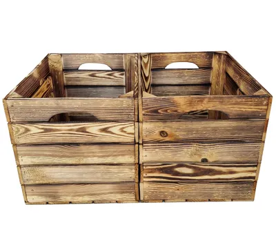 Produktbild von Geflammte Holzkisten 2er mit Griffen passend zum Kallax Regal, Sehr stabile Aufbewahrungsbox