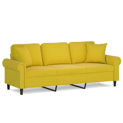 Produktbild von 3-Sitzer-Sofa mit Zierkissen Gelb 180 cm Samt